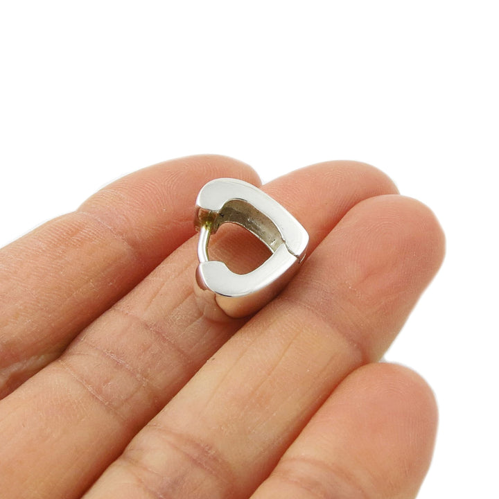 Huggie Heart Earrings in Sterling Silver