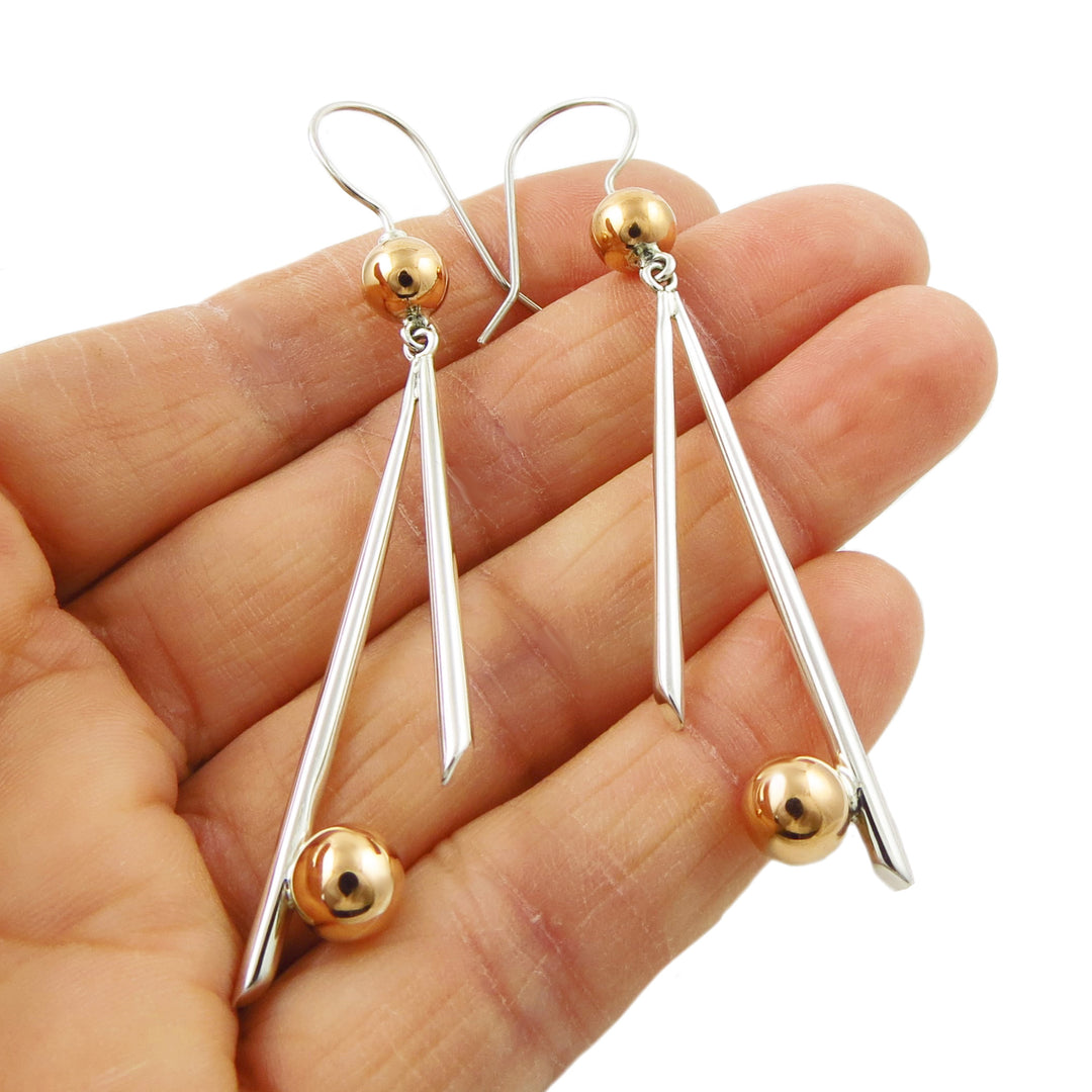 925 Sterling Silver and Copper Drop Earrings