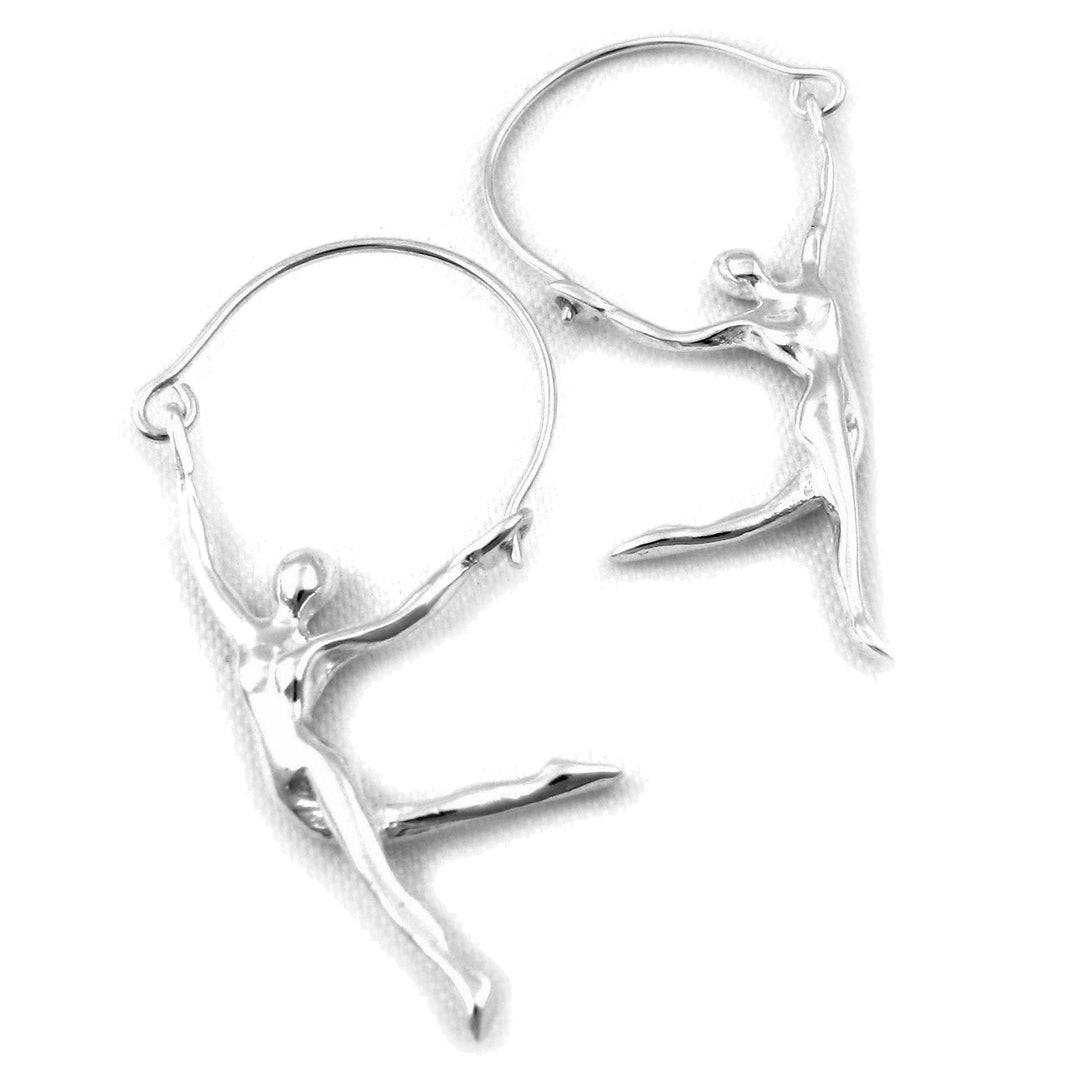 Gymnastics Dancing 925 Silver Female Form Earrings