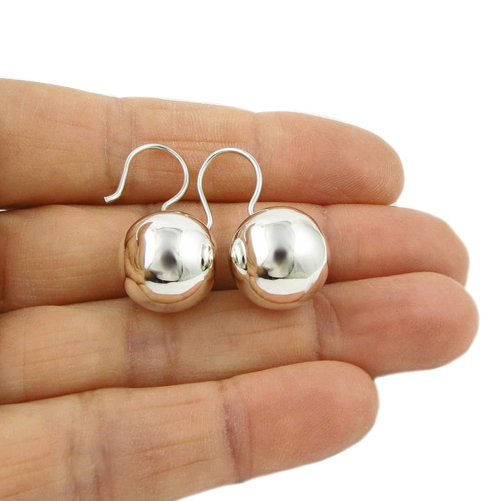 Sterling 925 Silver Ball Bead Drop Earrings