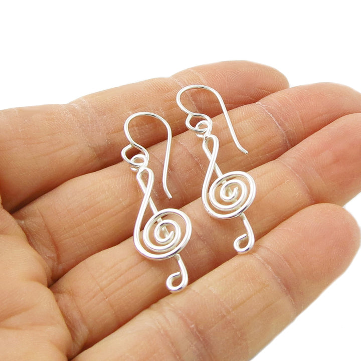 925 Silver Treble Clef Music Note Earrings Jewellery