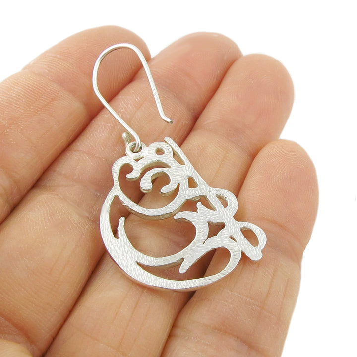 Panda Bear Earrings in Sterling Silver