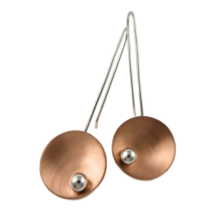 Long 925 Silver and Brushed Copper Guillermo Arregui Earrings