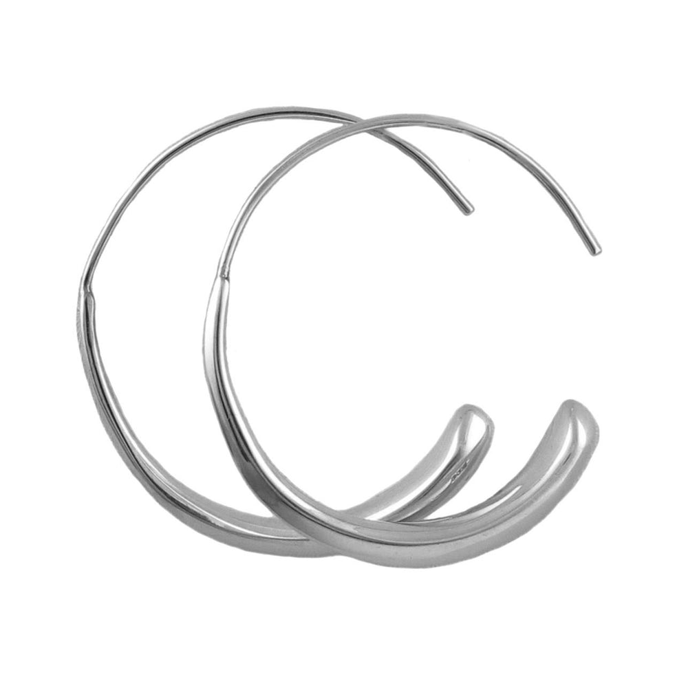 Sterling 925 silver threader circle hoop earrings for women on a white background