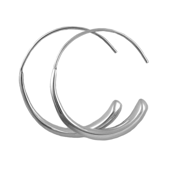 Sterling 925 silver threader circle hoop earrings for women on a white background