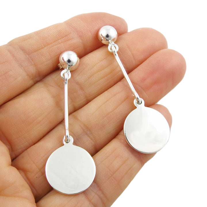 Long Solid Sterling Silver Dangle Earrings