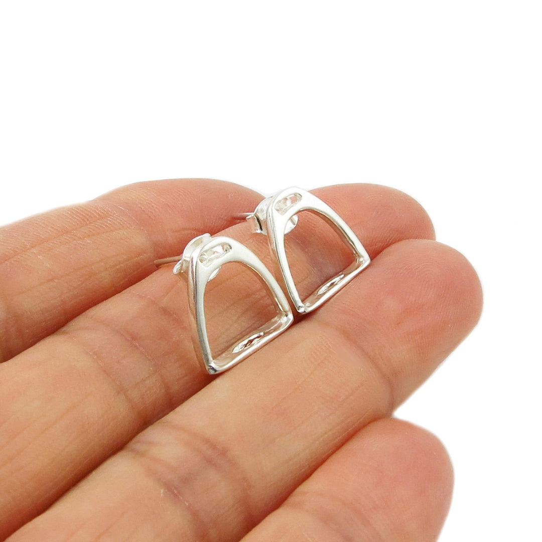 925 Silver Equestrian Horse Riding Tack Stirrup Earrings