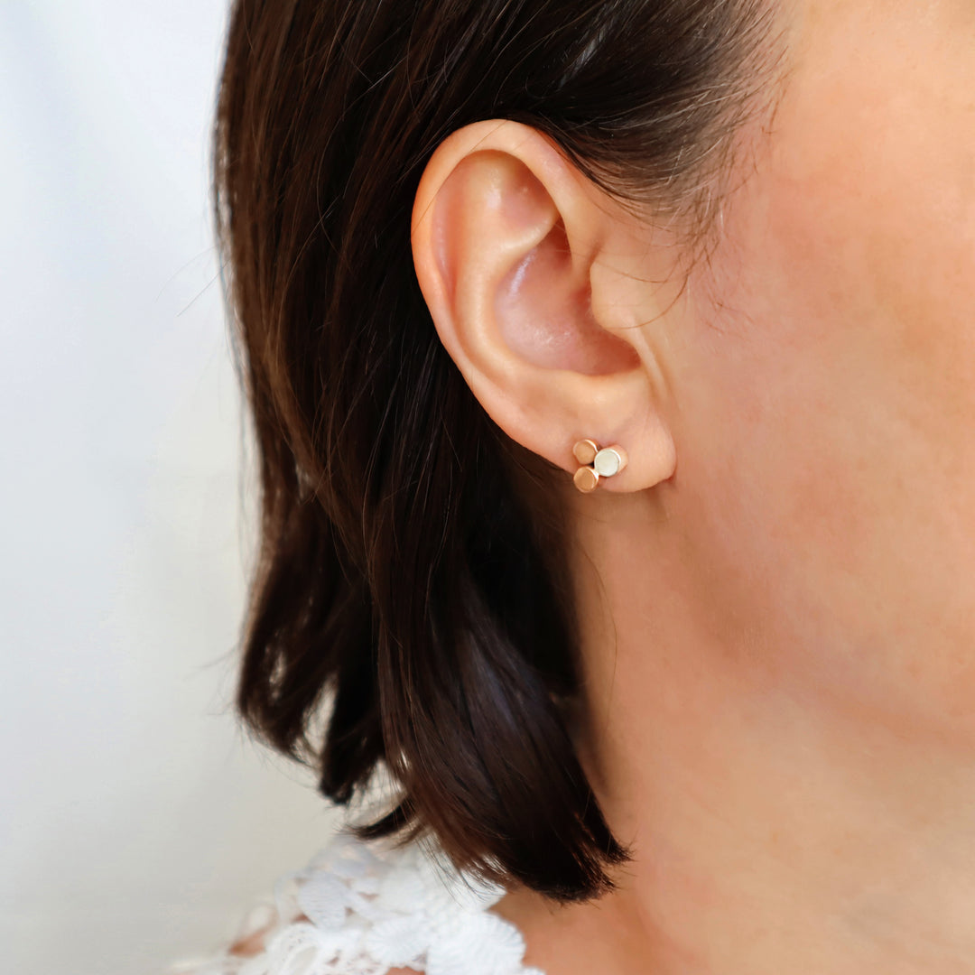 Women's Copper and 925 Silver Handmade Stud Earrings
