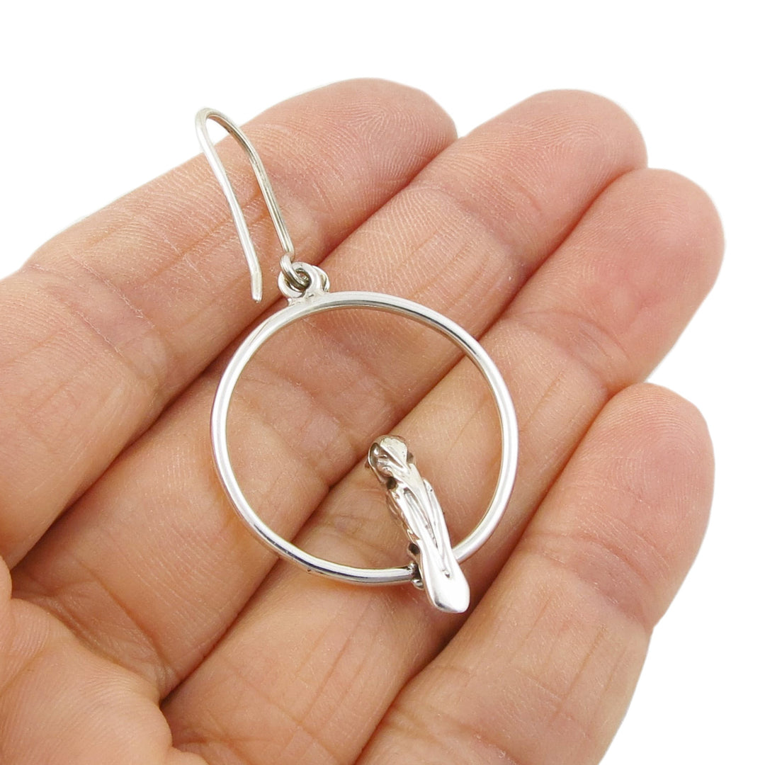 Kingfisher Bird Sterling Silver Hoop Earrings