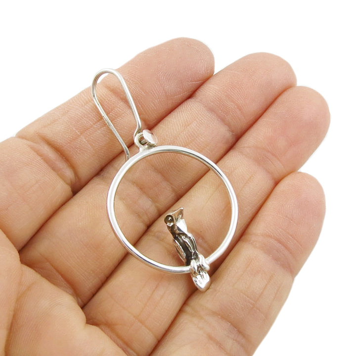 Kingfisher Bird Sterling Silver Hoop Earrings