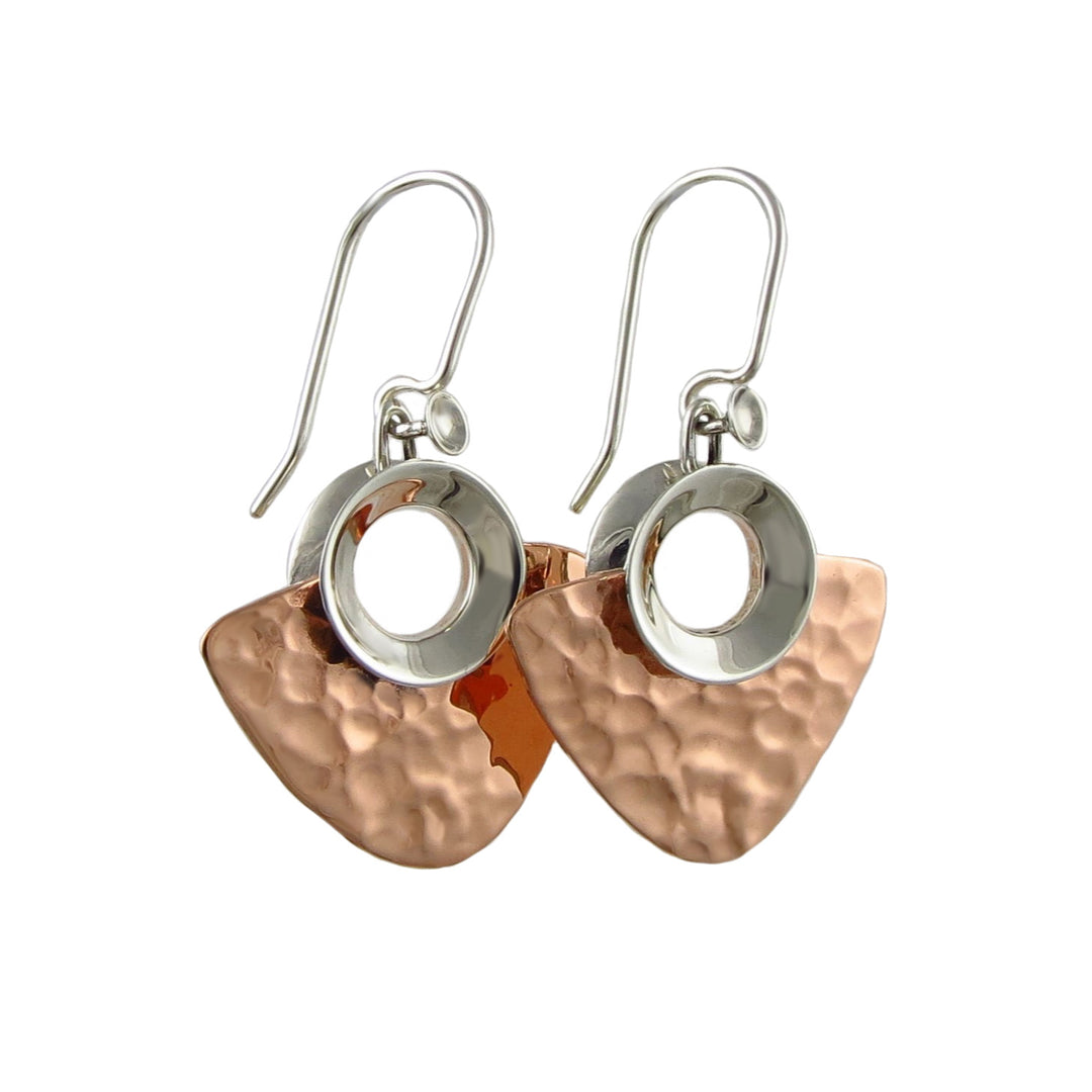 Guillermo Arregui 925 Sterling Silver and Hammered Copper Designer Earrings
