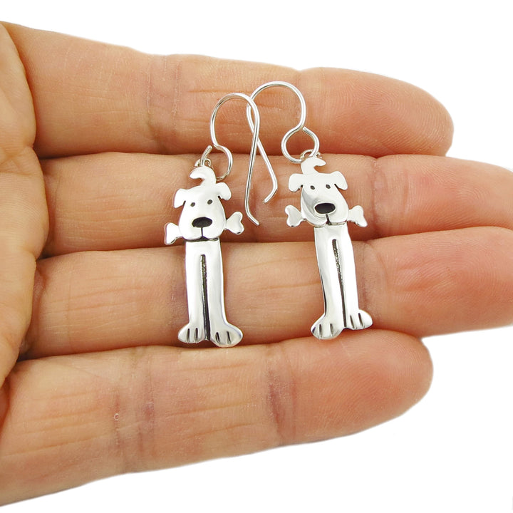 Long Dog 925 Sterling Silver Canine Animal Handmade Earrings