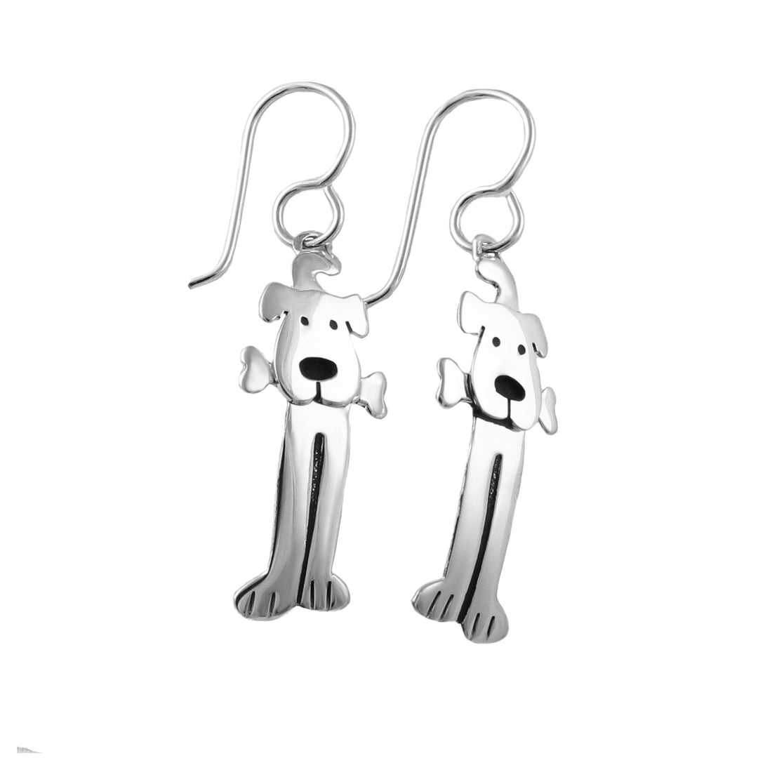 Long Dog 925 Sterling Silver Canine Animal Handmade Earrings