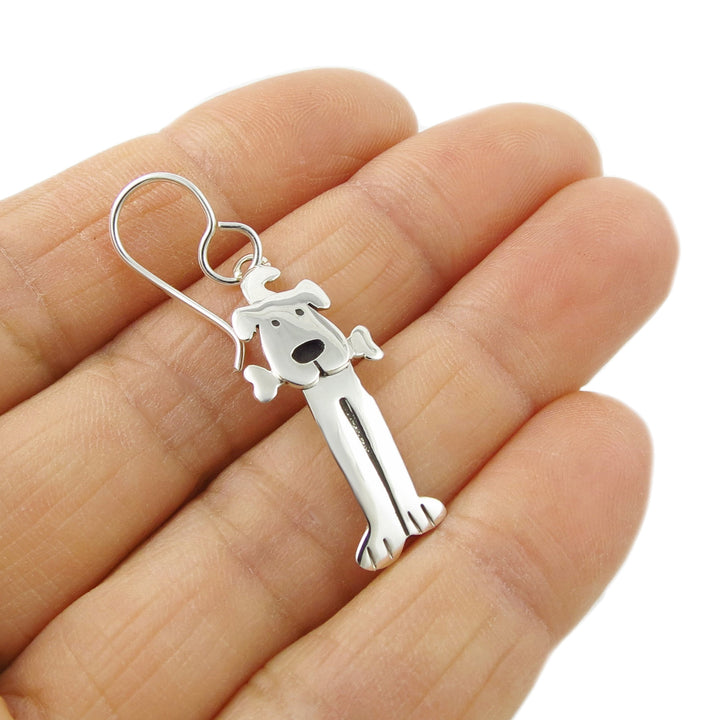 Long Dog 925 Sterling Silver Canine Animal Handmade Earrings