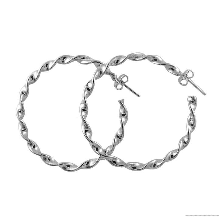 Handmade 925 Sterling Silver Twisted Hoops Circle Earrings