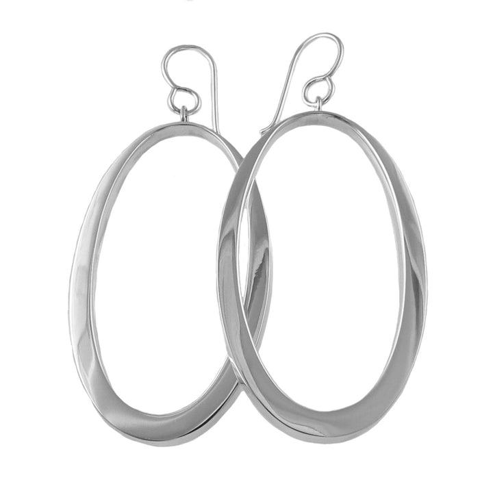 Long Oval 925 Sterling Silver Earrings