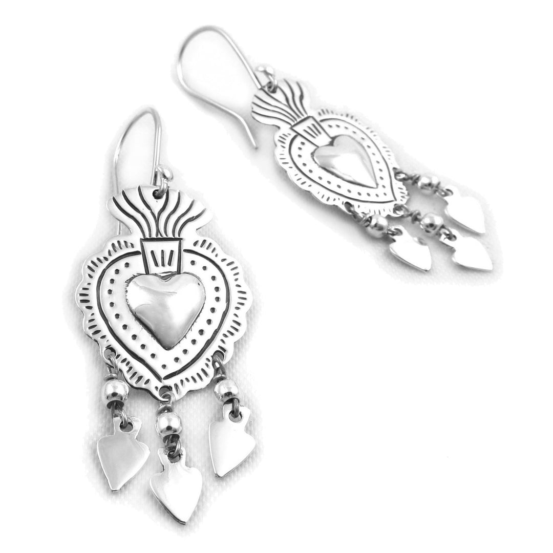 Gypsy Love Heart 925 Sterling Silver Maria Belen Earrings for Women