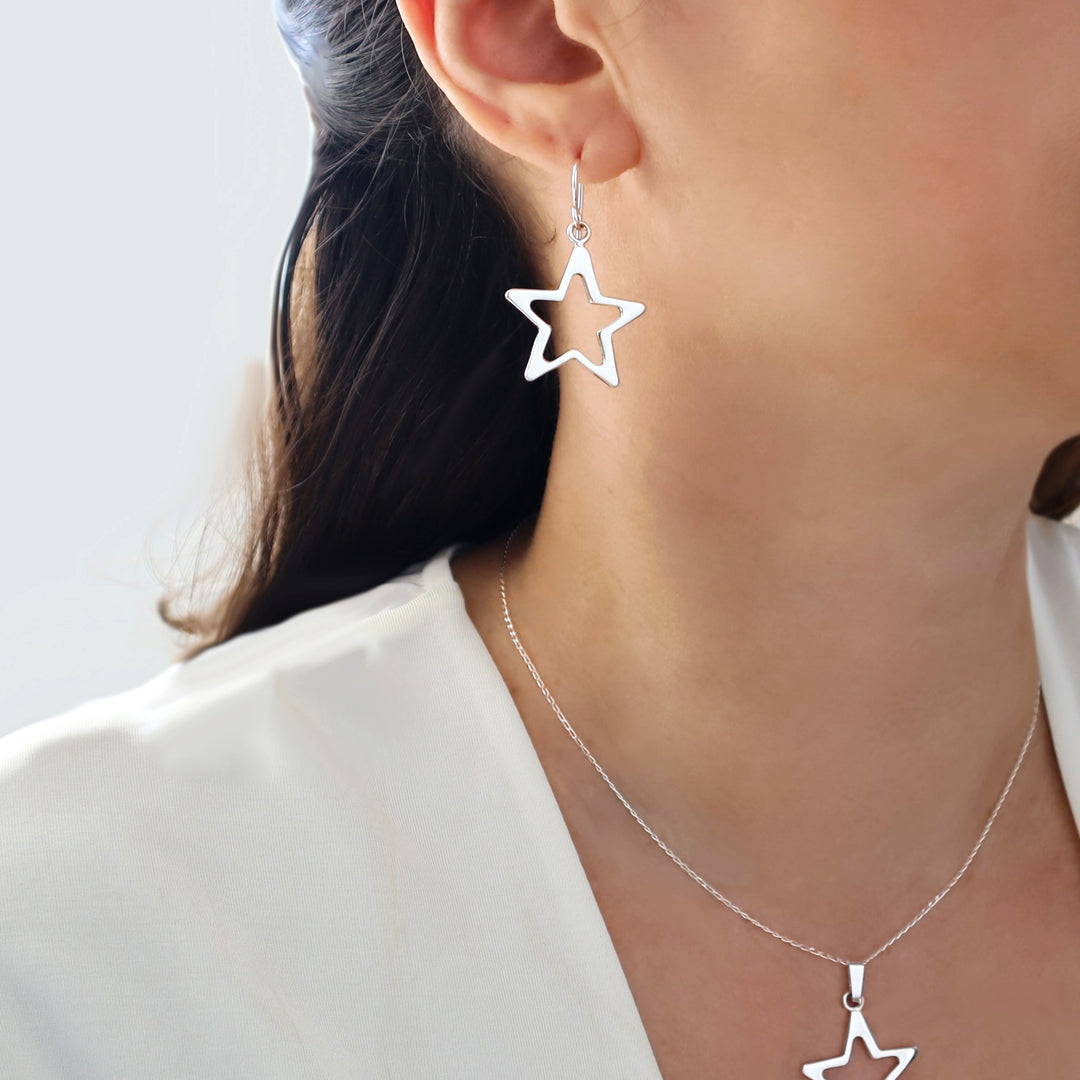 Silver Starshine Drop Earrings
