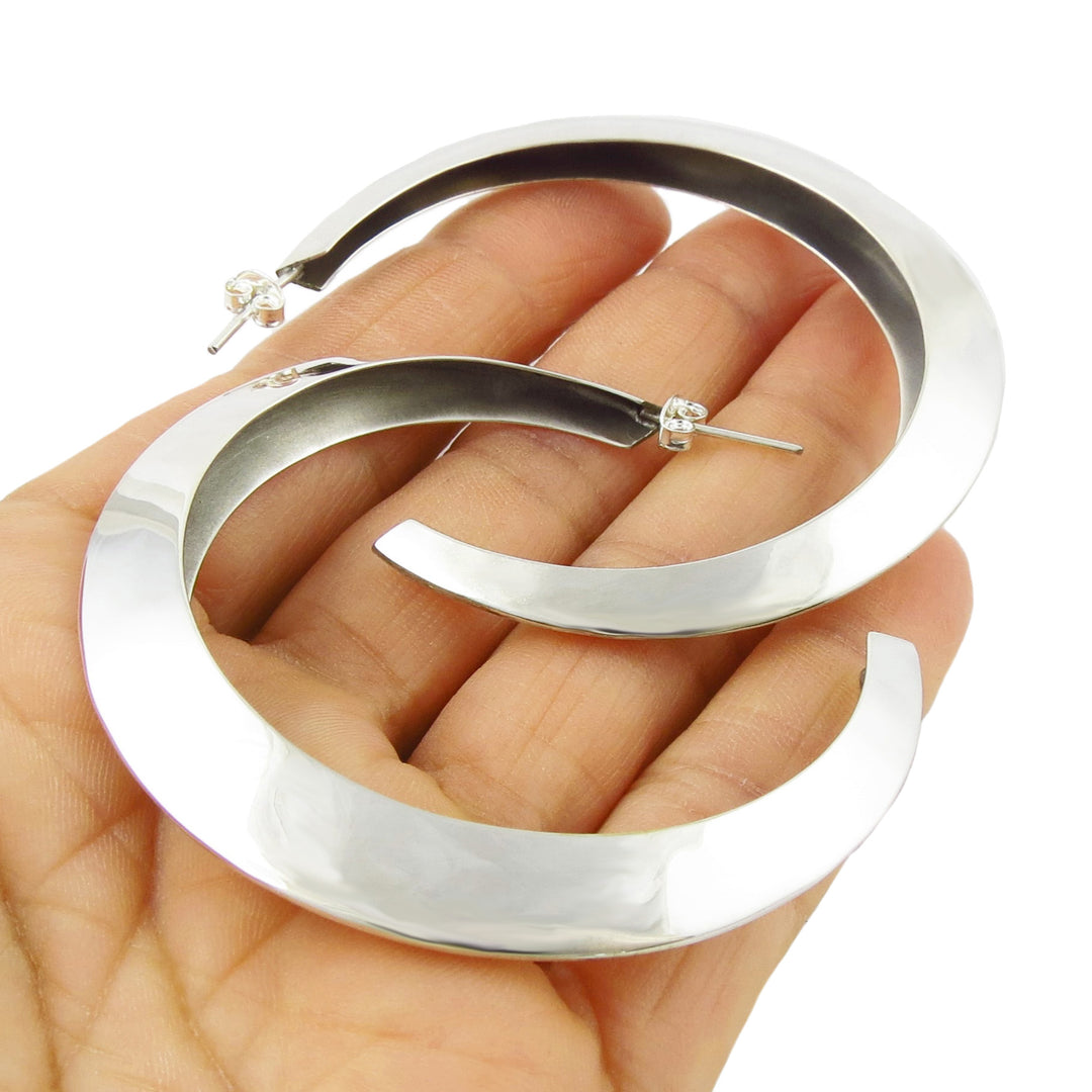 Hallmarked Large Hoops 925 Sterling Silver Circle Earrings for Women