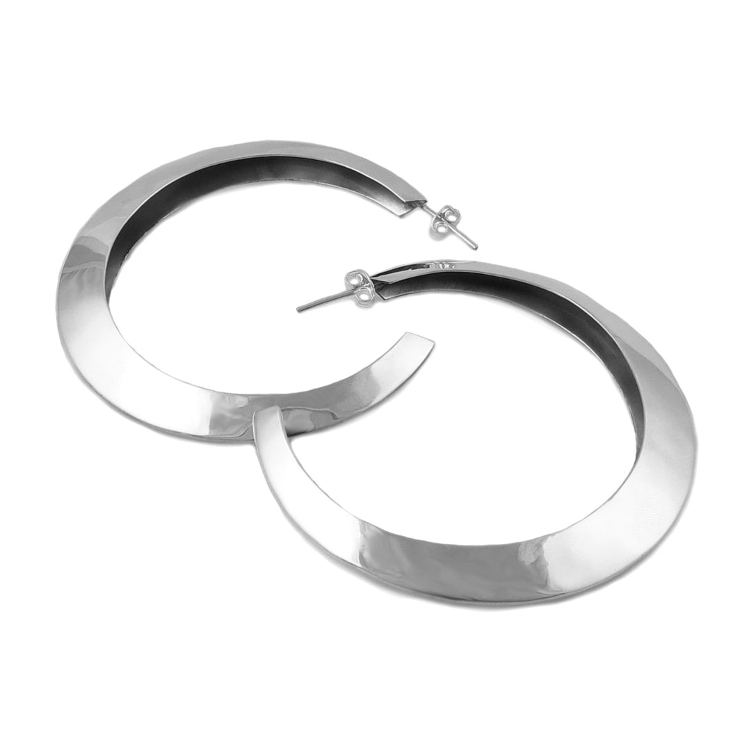 Large Sterling Silver Gypsy Circle Hoop Earrings