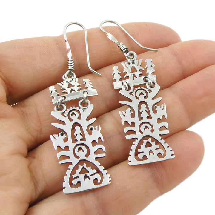 Mexican Artisan Handmade Tree of Life Sterling Silver Earrings