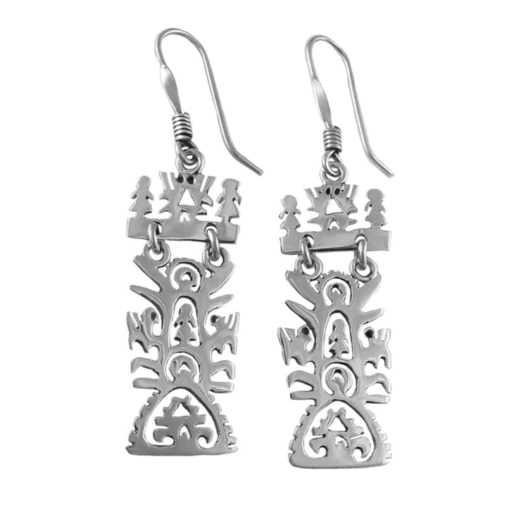 Mexican Artisan Handmade Tree of Life Sterling Silver Earrings