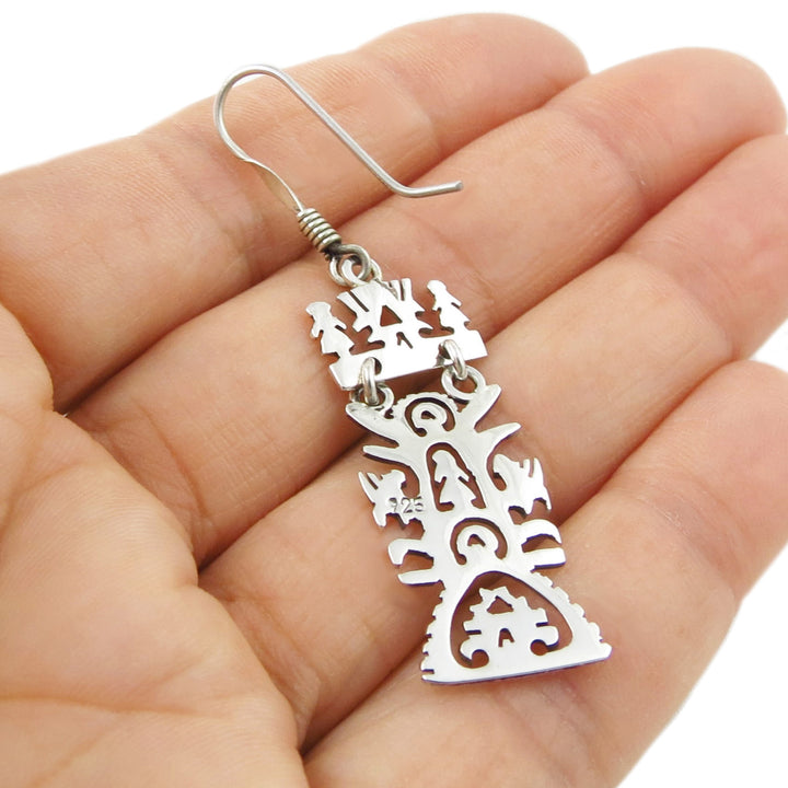 Mexican Artisan Handmade Tree of Life Sterling Silver Earrings