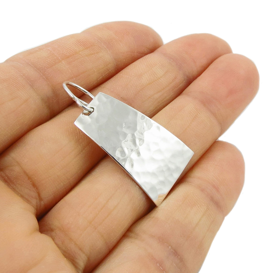 Rectangle 925 Sterling Silver Hammered Earrings