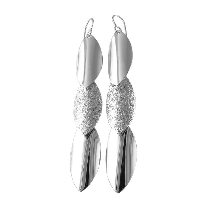 Long 925 Sterling Silver Triple Drop Handmade Earrings