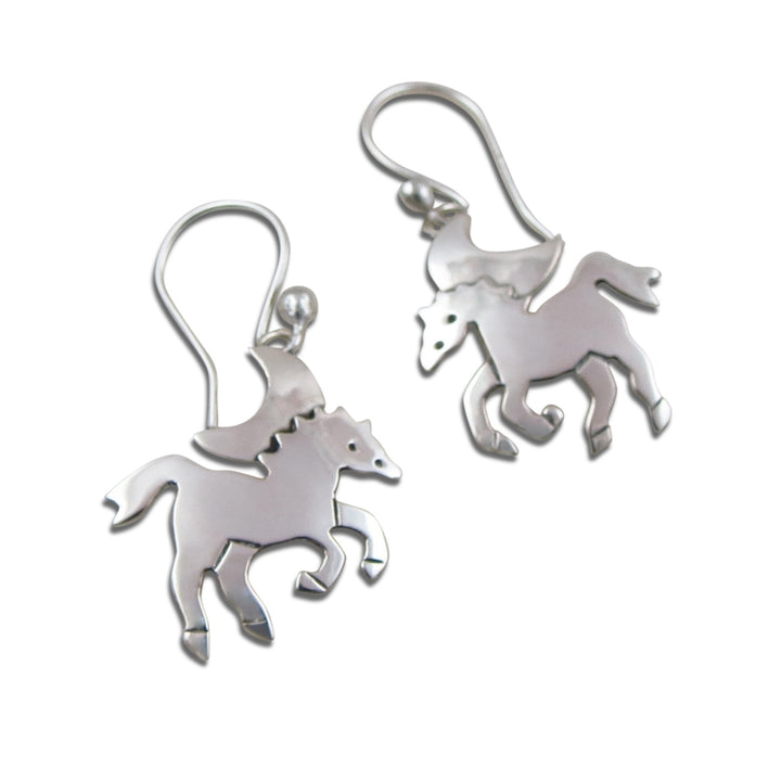 Galloping Horse 925 Sterling Silver Earrings