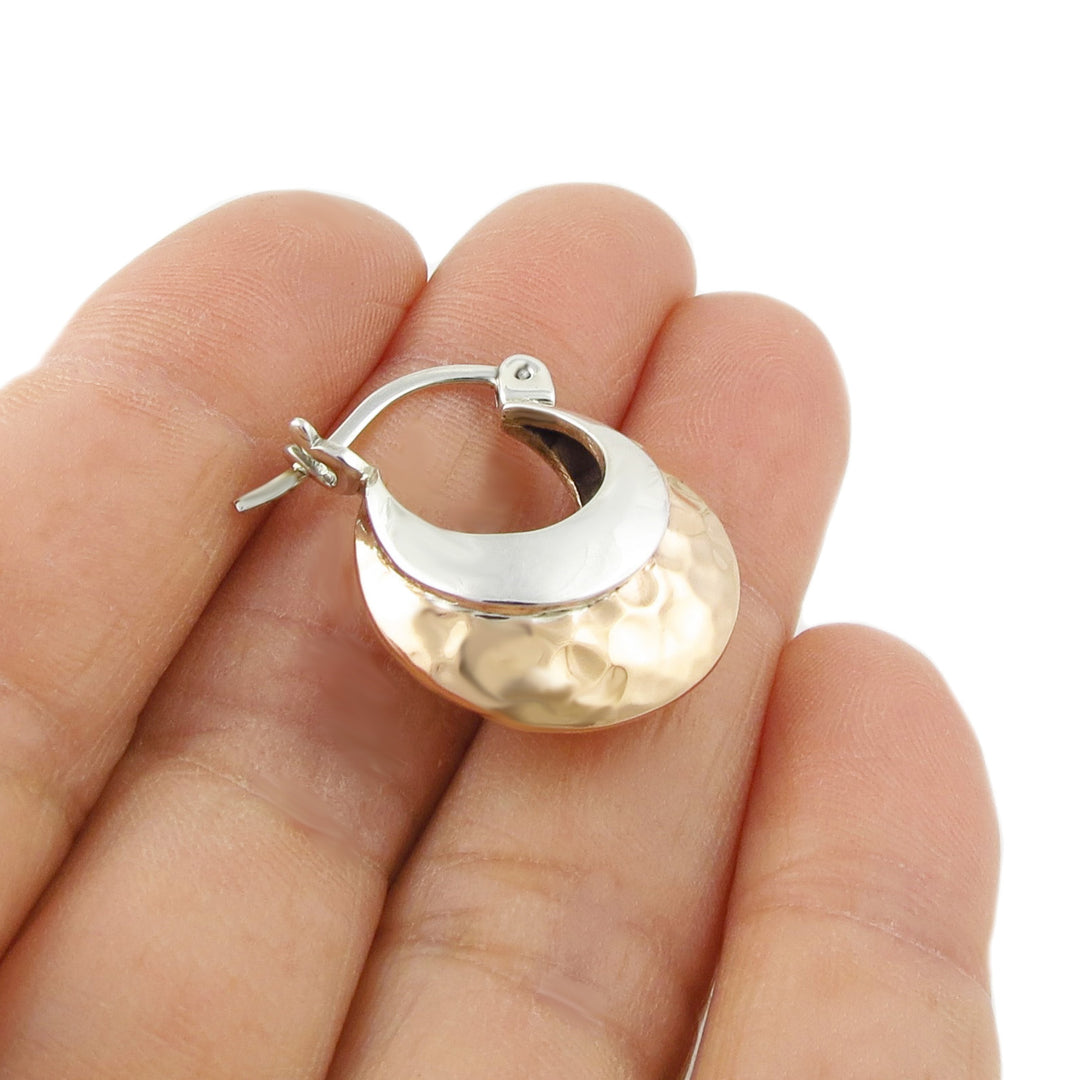 Two Tone Silver and Copper Creole Hoop Earrings
