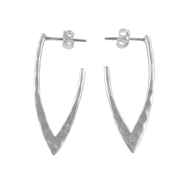 Handmade 925 Silver Hammered Spiked Hoop Earrings
