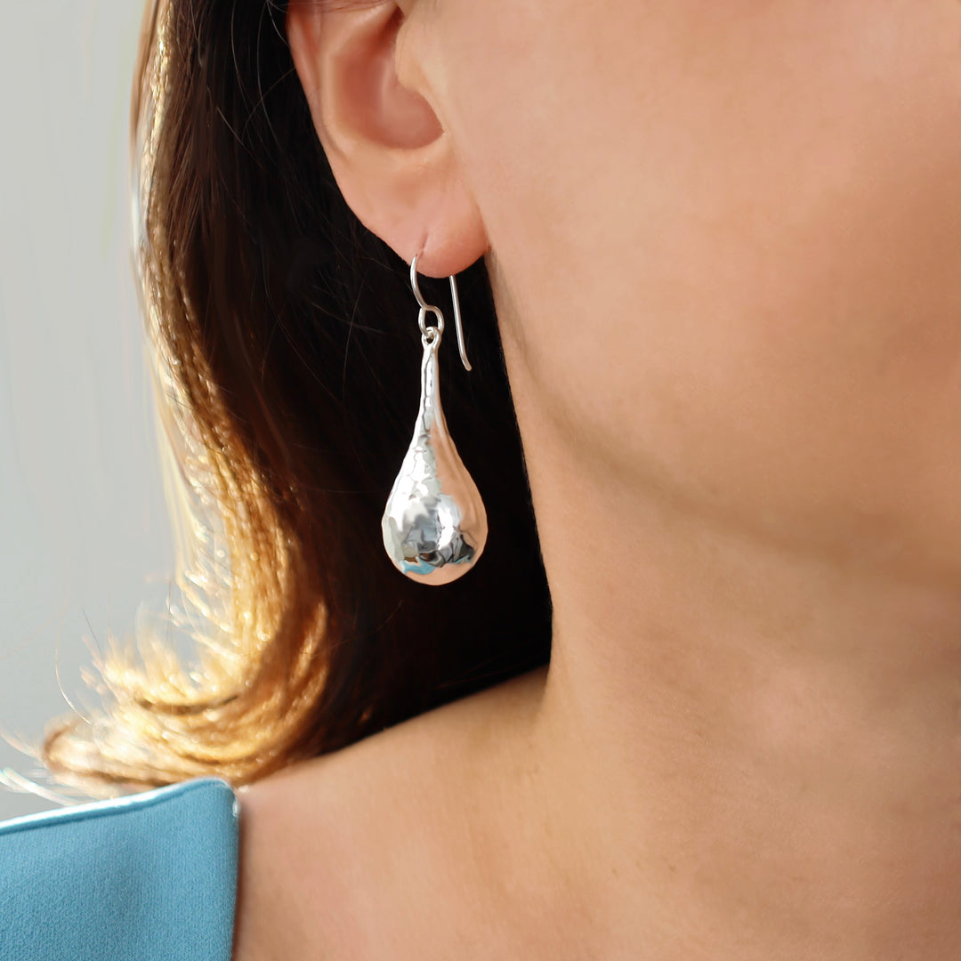 Hand Hammered Sterling Silver Teardrop Earrings