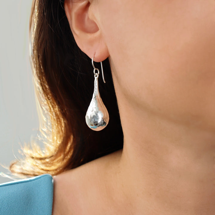 Hand Hammered Sterling Silver Teardrop Earrings
