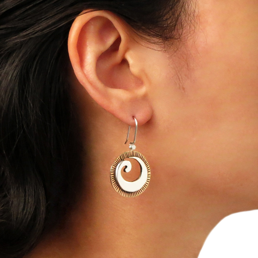 Guillermo Arregui 925 Silver and Copper Handmade Circle Drop Earrings