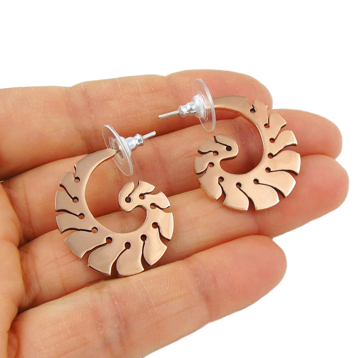 925 Silver and Copper Spiral Earrings