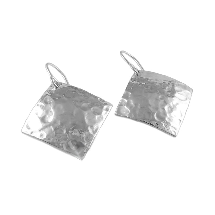 Hammered Silver Square Earrings