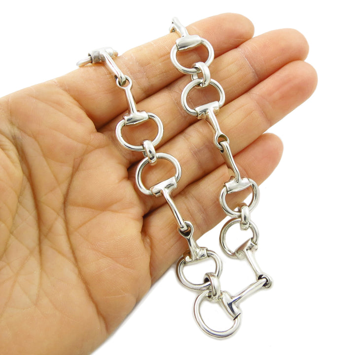 Long Horsebit Snaffle 925 Sterling Silver Riding Tack Necklace