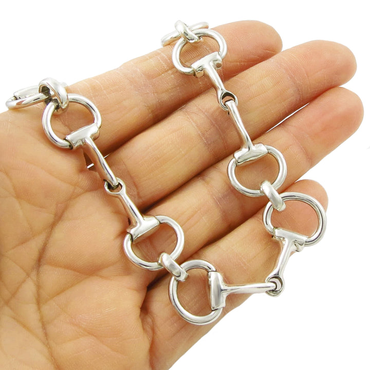 Extra Long Horsebit Snaffle 925 Sterling Silver Horse Tack Necklace