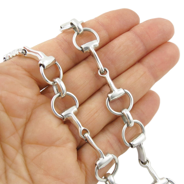 Long Sterling Silver Snaffle Necklace