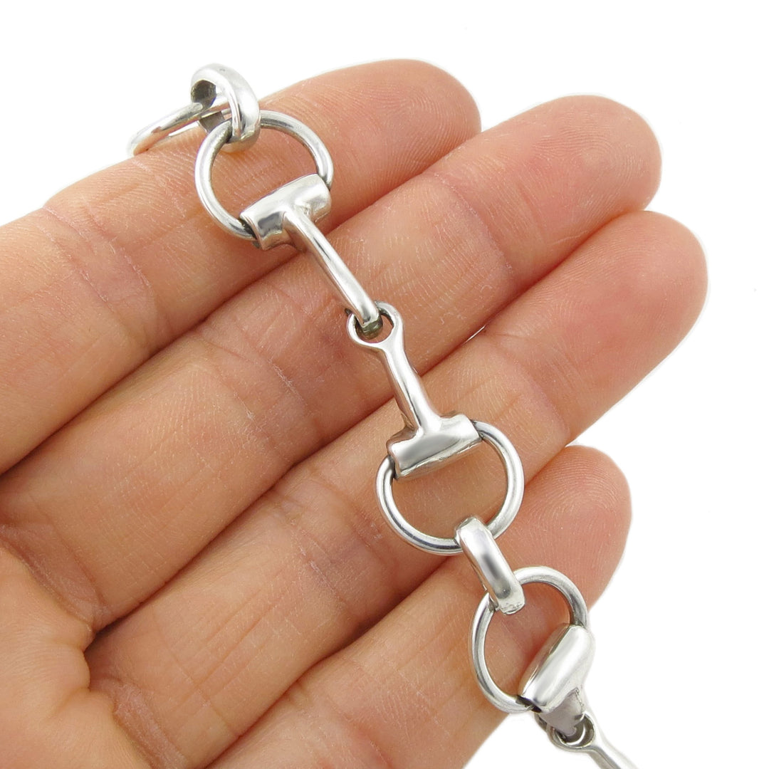 Long Sterling Silver Snaffle Necklace