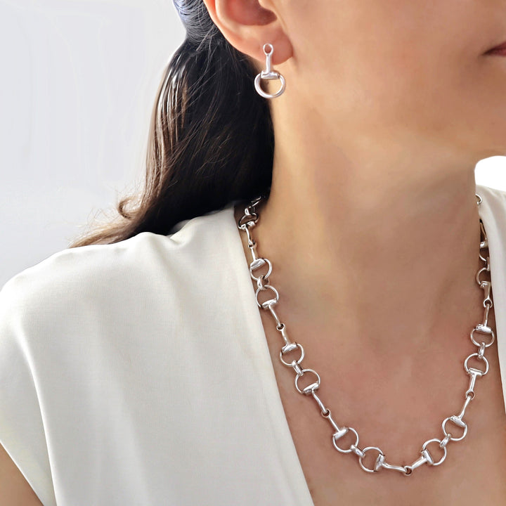 Long Sterling Silver Snaffle Necklace