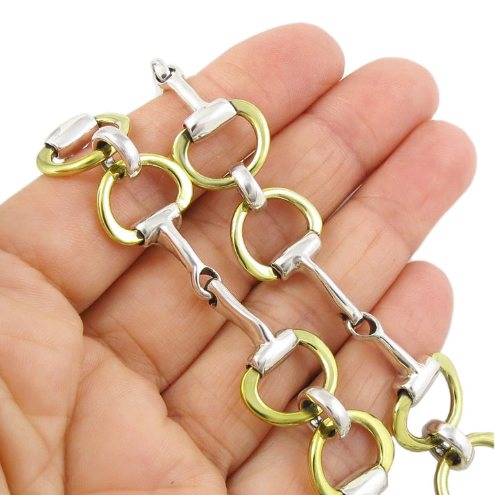 Equestrian Horsebit Snaffle Mixed Metal Sterling Silver Necklace