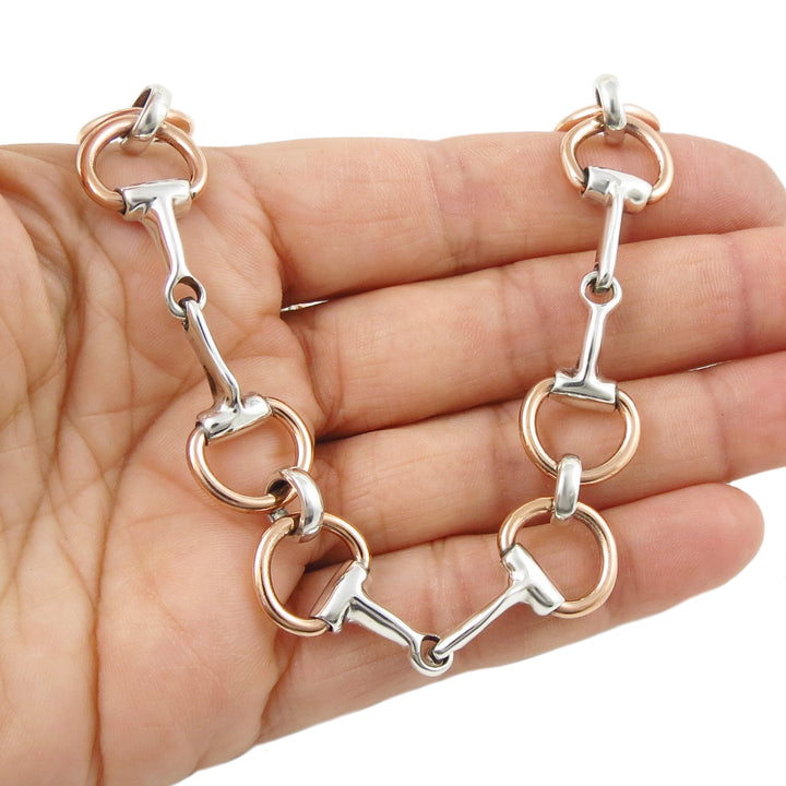 Sterling Silver and Copper Horsebit Snaffle Necklace