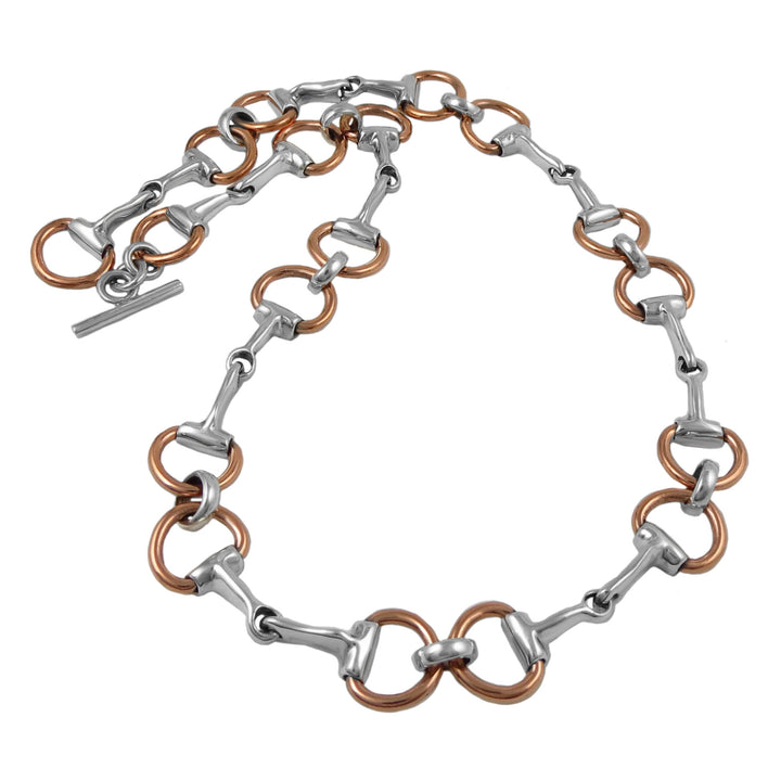 Sterling Silver and Copper Horsebit Snaffle Necklace