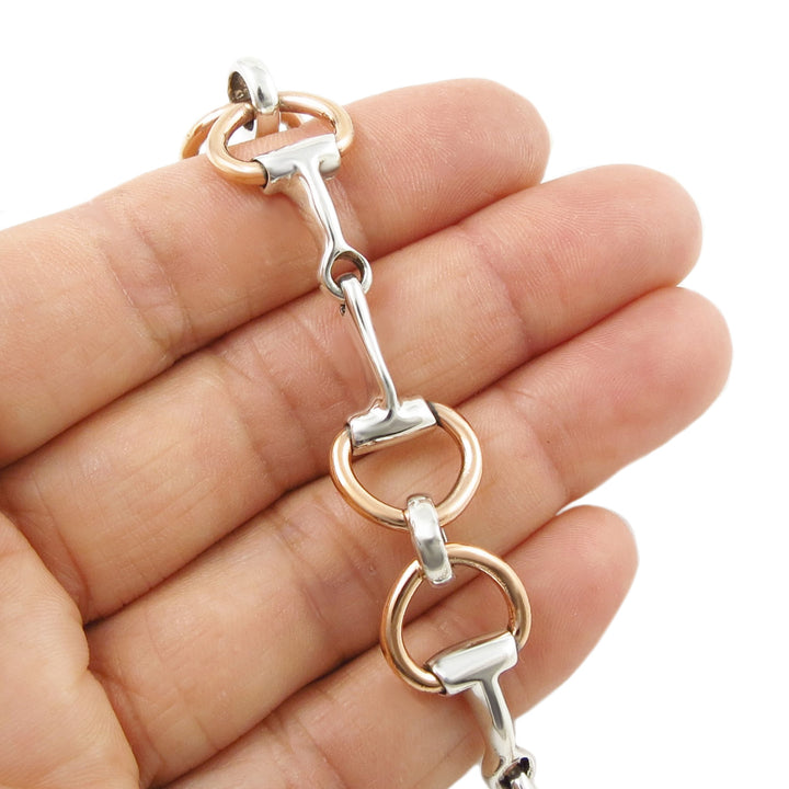 Sterling Silver and Copper Horsebit Snaffle Necklace