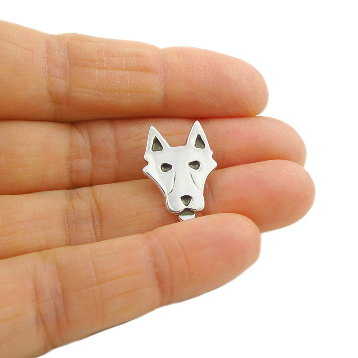 Sterling Silver Wolf Black Leather Choker