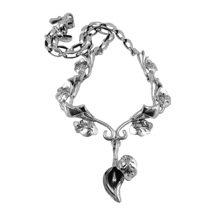 Mexican Artisan Handmade 925 Sterling Silver Calla Lily Flower Necklace