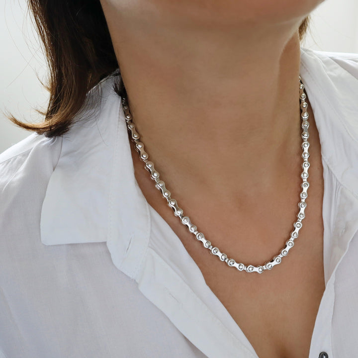 Motorcycle Bike Chain Heavy 925 Sterling Silver Necklace