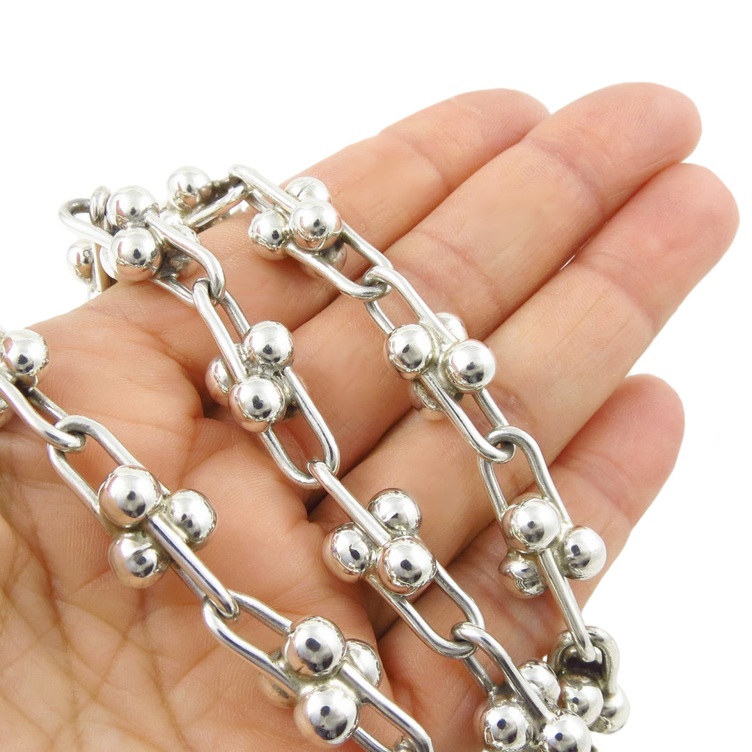 Chunky Hallmarked Solid 925 Sterling Silver Gauge Link Necklace